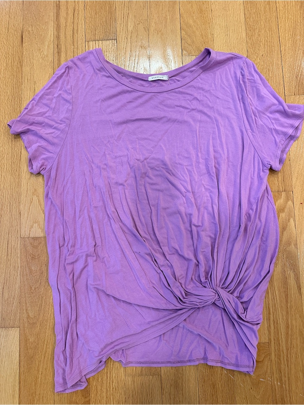Purple Twist Front Short Sleeve Top 3X Plus Size